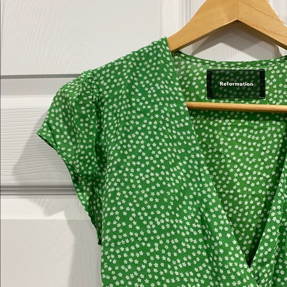 NEW • Reformation • Dawn Wrap Mini Dress Julep Md - Picture 6 of 7